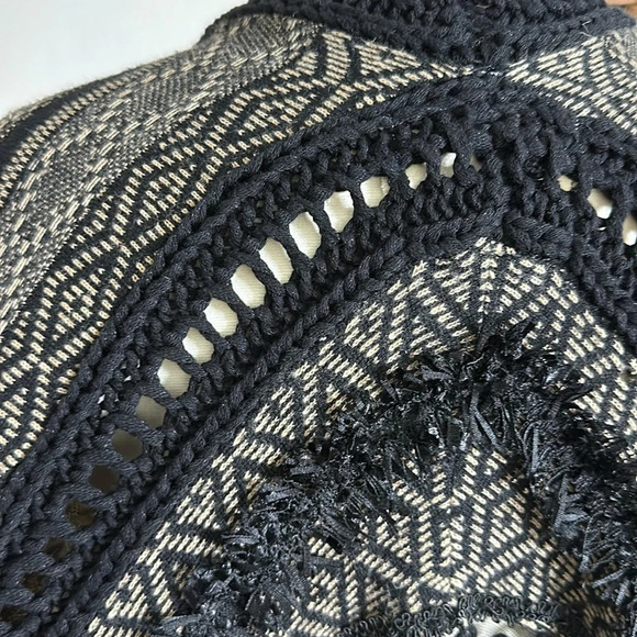 ANTHROPOLOGIE Galenia Cardigan Bohemian Crochet Fringe Lambswool Tribal, OS - Picture 11 of 16